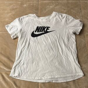 Women’s Nike White T-Shirt with Black Logo - Medium